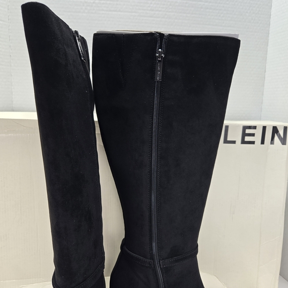 Anne Klein Bernice Black Suede Knee-High Riding Boots Women's Size 7 1/2 7.5 - Picture 9 of 13